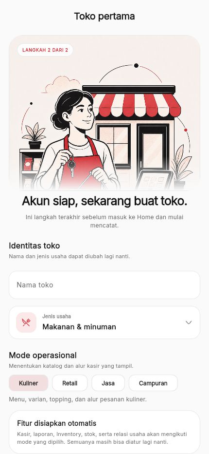 Persiapan toko pertama Kasora