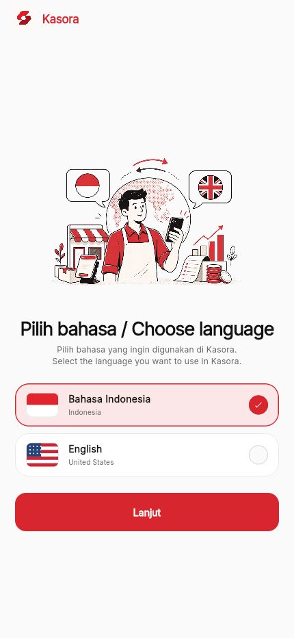 Pilihan bahasa Kasora Mobile