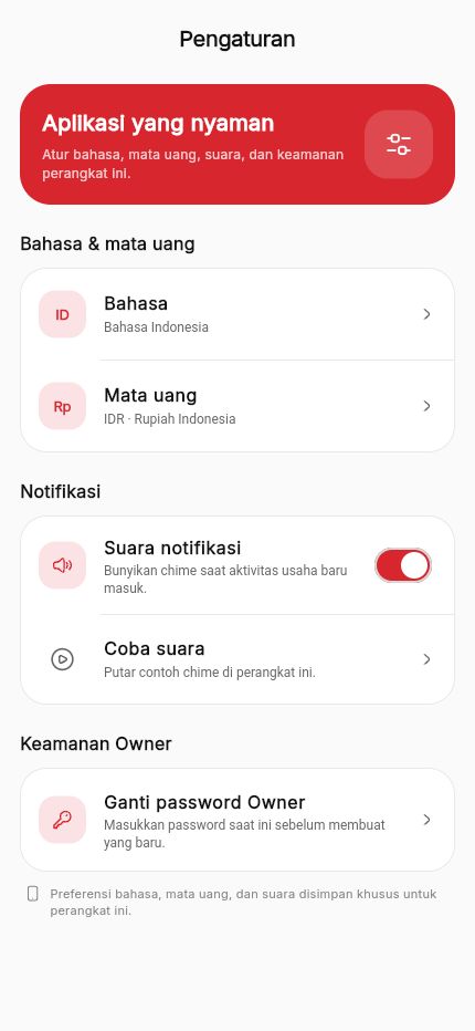 Settings Kasora Mobile