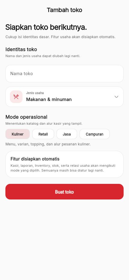 Form tambah toko Kasora